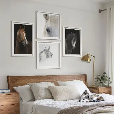 Horse portraits wall art set in shades