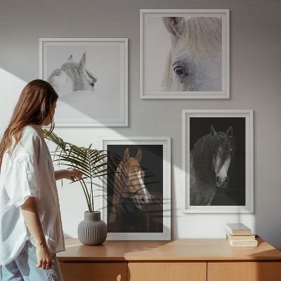 Wall art set Horse portraits in shades