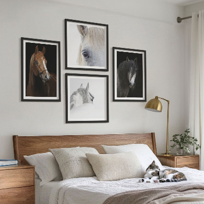 Wall art set Horse portraits in shades