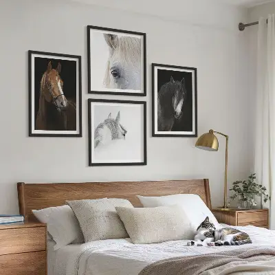 Horse portraits wall art set in shades