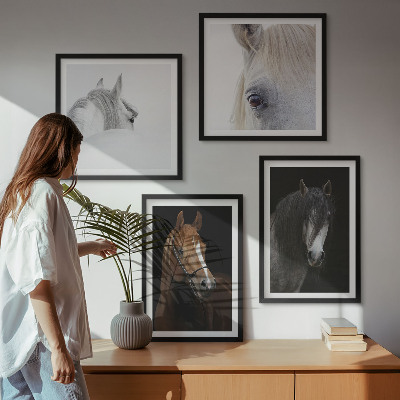 Wall art set Horse portraits in shades