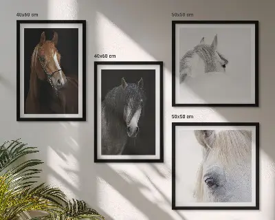Horse portraits wall art set in shades