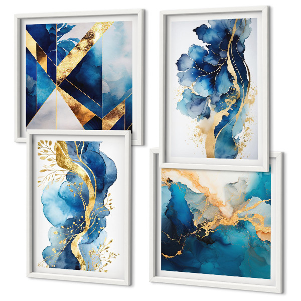 Multi-piece wall decor set Blue abstract patterns