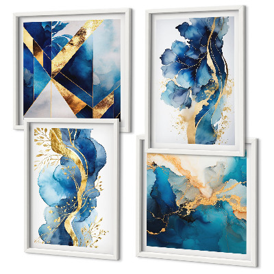 Multi-piece wall decor set Blue abstract patterns