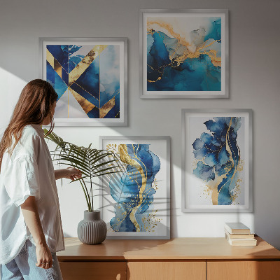 Multi-piece wall decor set Blue abstract patterns