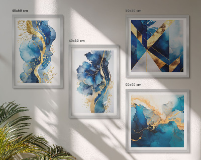 Multi-piece wall decor set Blue abstract patterns