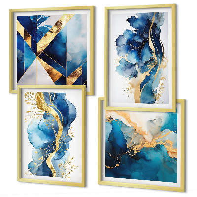 Multi-piece wall decor set Blue abstract patterns
