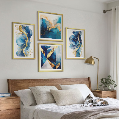 Multi-piece wall decor set Blue abstract patterns