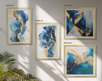 Multi-piece wall decor set Blue abstract patterns