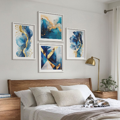 Multi-piece wall decor set Blue abstract patterns