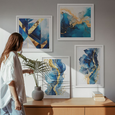 Multi-piece wall decor set Blue abstract patterns