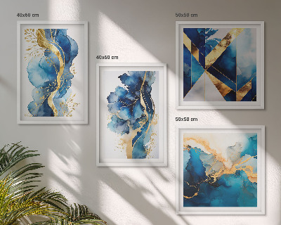 Multi-piece wall decor set Blue abstract patterns