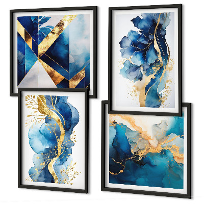 Multi-piece wall decor set Blue abstract patterns