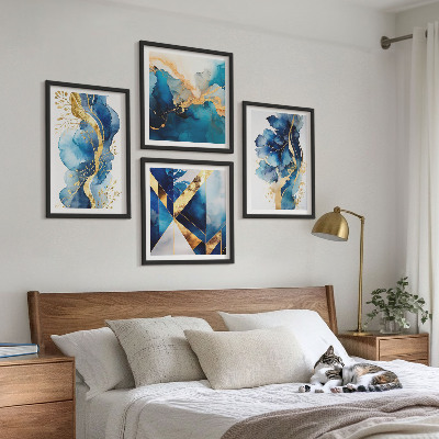 Multi-piece wall decor set Blue abstract patterns