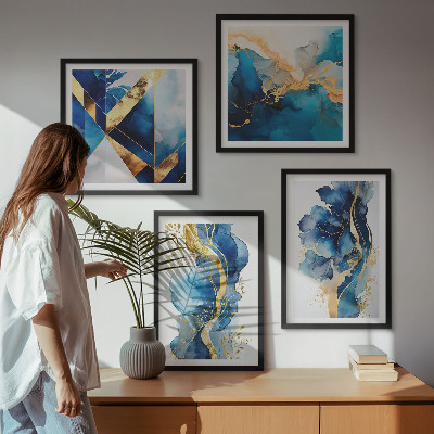 Multi-piece wall decor set Blue abstract patterns