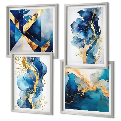 Multi-piece wall decor set Blue abstract patterns