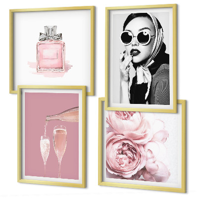 Wall art set Stylish pink accessories