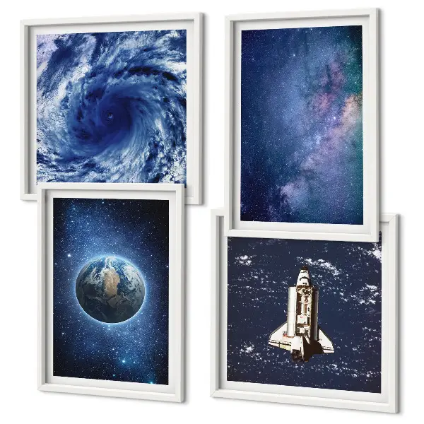 Multi-piece wall decor set earth space storm galaxy design
