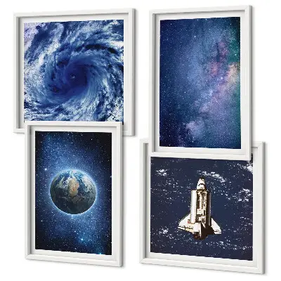 Multi-piece wall decor set earth space storm galaxy design