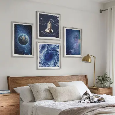 Multi-piece wall decor set earth space storm galaxy design
