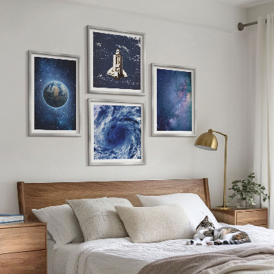 Multi-piece wall decor set Earth space storm galaxy