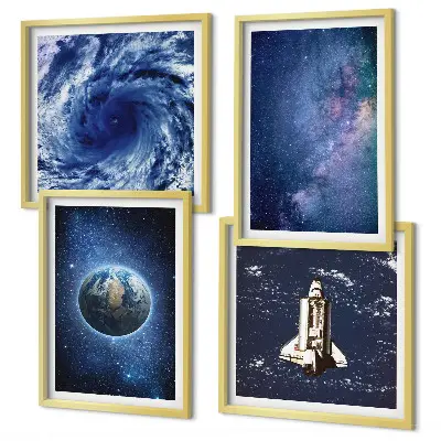 Multi-piece wall decor set earth space storm galaxy design