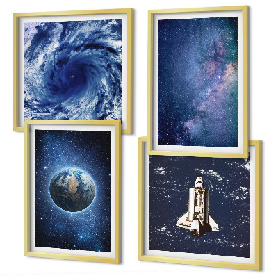 Multi-piece wall decor set Earth space storm galaxy