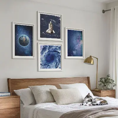 Multi-piece wall decor set earth space storm galaxy design