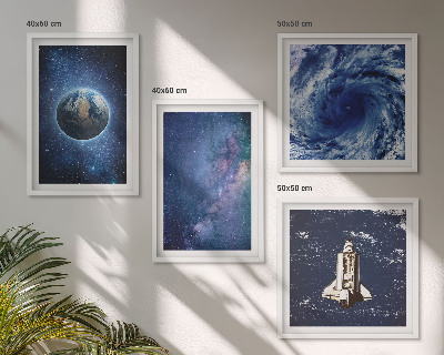 Multi-piece wall decor set Earth space storm galaxy