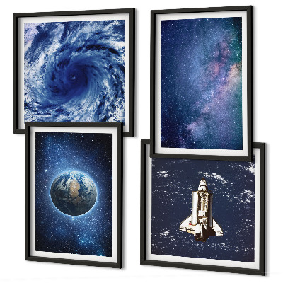 Multi-piece wall decor set Earth space storm galaxy
