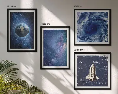 Multi-piece wall decor set earth space storm galaxy design