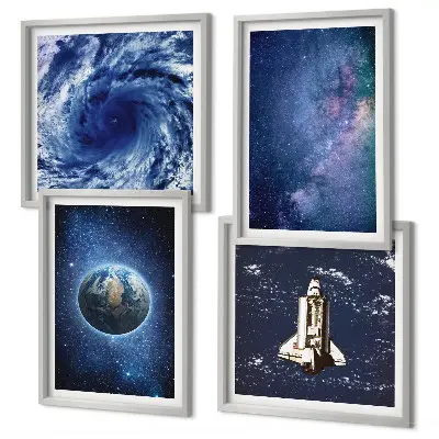Multi-piece wall decor set earth space storm galaxy design
