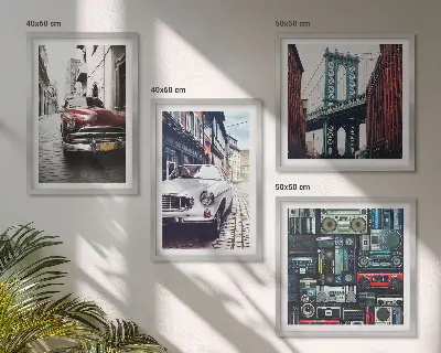 Old cars Brooklyn retro audio wall art set of 4 pieces