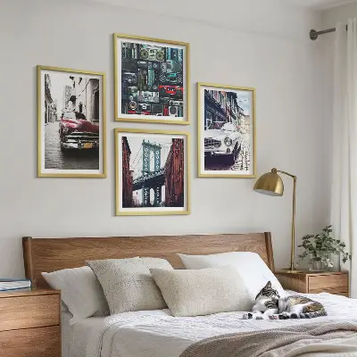 Old cars Brooklyn retro audio wall art set of 4 pieces