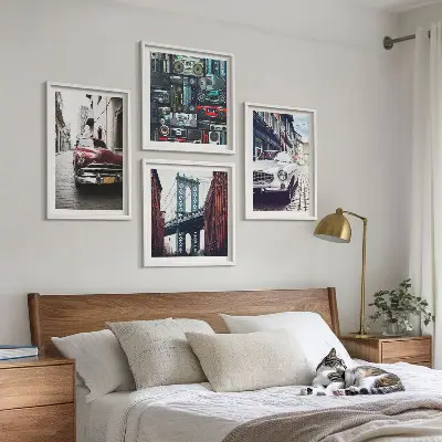 Old cars Brooklyn retro audio wall art set of 4 pieces