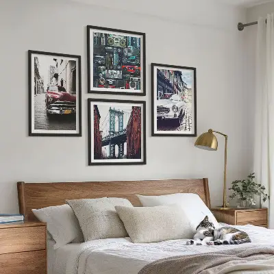 Old cars Brooklyn retro audio wall art set of 4 pieces