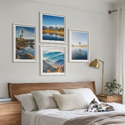 Multi-piece wall decor set Views of nature, lighthouse, mountains
