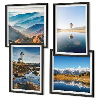 Multi-piece wall decor set featuring views of nature, a lighthouse, and mountains