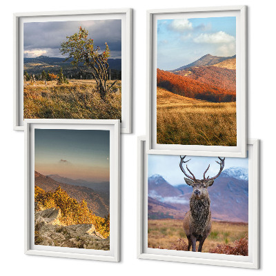 Multi-piece wall decor set Mountain landscapes deer grass