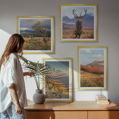 Multi-piece wall decor set Mountain landscapes deer grass