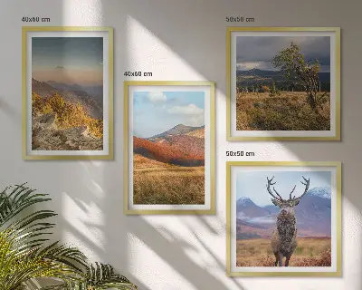 Multi-piece wall decor set featuring mountain landscapes with deer and grass