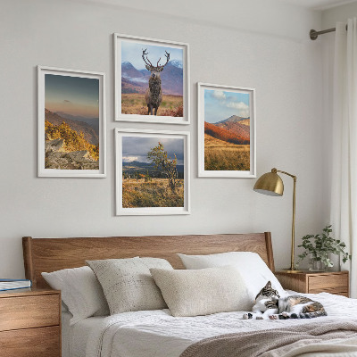 Multi-piece wall decor set Mountain landscapes deer grass