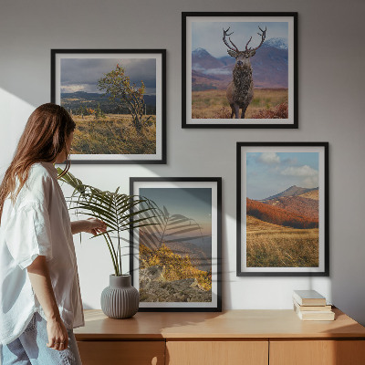 Multi-piece wall decor set Mountain landscapes deer grass