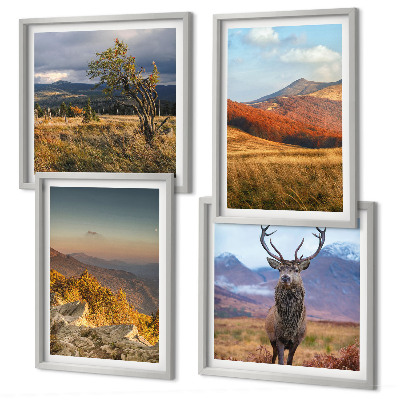 Multi-piece wall decor set Mountain landscapes deer grass