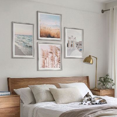 Wall art set Plants, sea waves, view, houses