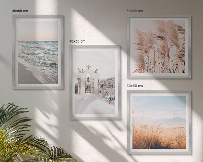 Wall art set Plants, sea waves, view, houses