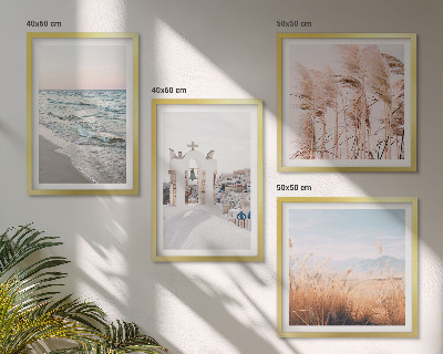 Wall art set Plants, sea waves, view, houses