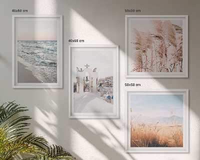 Wall art set Plants, sea waves, view, houses