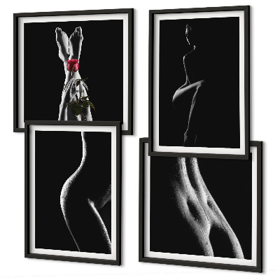 Wall art set Black and white female shapes