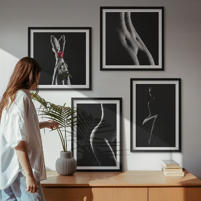 Wall art set Black and white female shapes